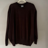 Cashmere-like Oversized Crew Neck Jumper - Chocolate