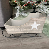 Grey Wooden Sleigh with white star detail 45cm