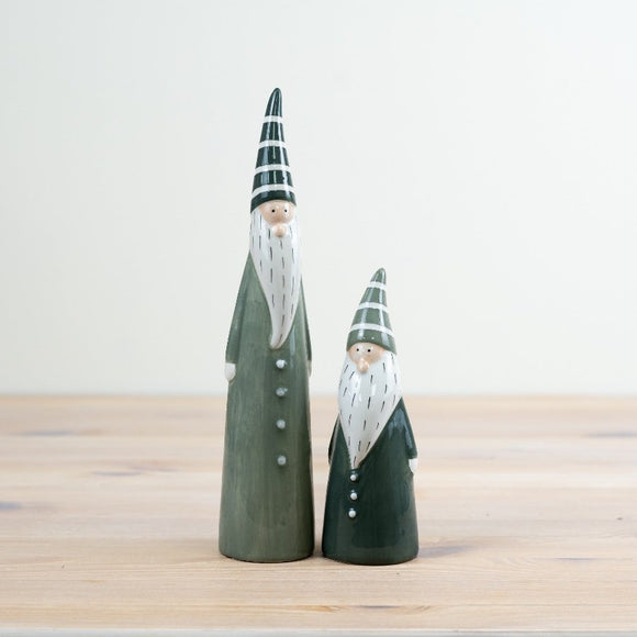 Tall Slim Green Ceramic Santa - 2 sizes