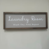 Wooden Framed Grey Plaque - Laundry Room
