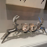 Small Elegant Standing Silver Reindeer 2 Votives