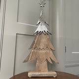 Wooden Christmas Tree H52cm with metal silver detail on the top 