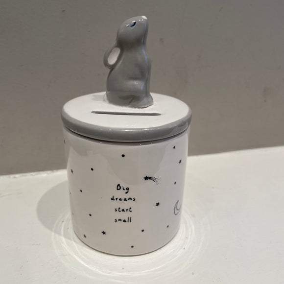 Ceramic Hare Quotable Money Pot - 'Big Dreams start small'