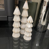 Distressed Wooden Carved White Trees - Set of 3
