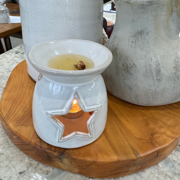 Ceramic Wax Burner with cut out Star