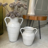 Cream/off white Distressed H27cm Ceramic Vase with Handles