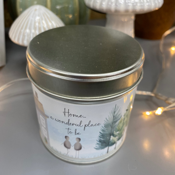 Pebble Tin Candle - 'Home is a wonderful place to be'