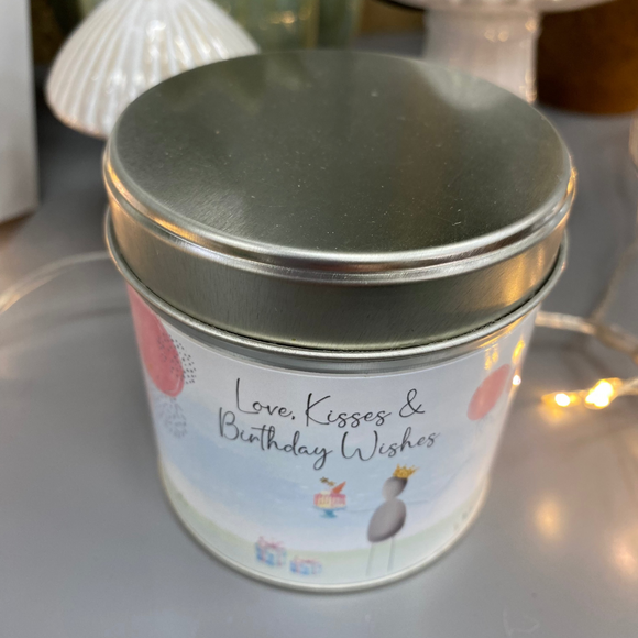 Pebble Tin Candle - 'Love, Kisses & Birthday Wishes'
