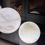 Glass Sphere Hand Blown Large Lamp - White & Gold