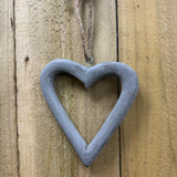 Rustic Grey Small Hanging Open Heart