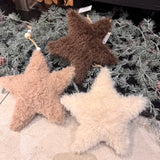 Shaggy faux fur textured plush Stars with beaded detail on hanging string 17cm
Available in 3 neutral colours - Ivory, Brown &amp; Beige