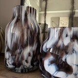 Brown & White Tortoiseshell Effect Glass Vases - 2 styles