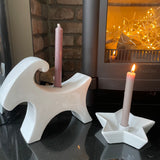 Wikholmform - Unique design & products from Scandinavia  Nellie White Star Candlestick Holder and Goat candle holder 