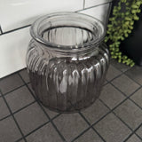 Smoky Grey Ribbed Round Vase H14.7 x Dia 14.8cm&nbsp;