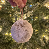 Faux fur plush Fluffy Truffle Bauble with thin leather hanger