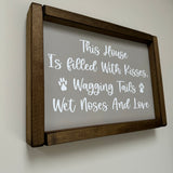 Small Rectangular Framed Grey Plaque - "This house is filled with wagging tails.."