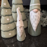 Christmas Ceramic Light sage green Glazed small Santa Gonk H10.6cm