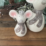 Ceramic White Mouse with Grey Scarf & Crown - 2 Sizes