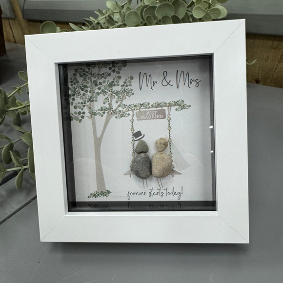 Mini Framed Pebble Art - White block square frame 12.5cm
'Mr & Mrs Forever starts today'' PPMW47