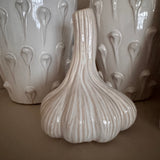 Small Glazed Off-White textured Garlic Vase