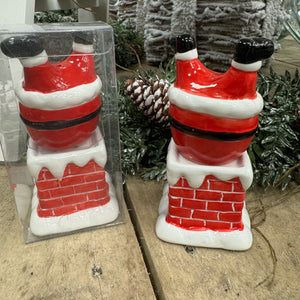 Christmas Ceramic Santa in Chimney Salt & Pepper Holder