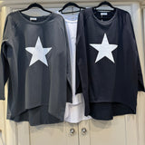 Chalk - Navy Robyn Top with Giant white Star