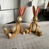 Sitting Ruth Rabbit Figure 11cm with Jute String Bow Available in 2 styles - Sitting up & Laid back 