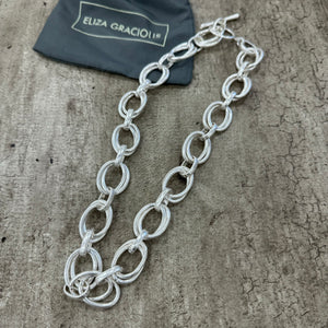 Eliza Gracious - Short double link chain Necklace | Matt Silver