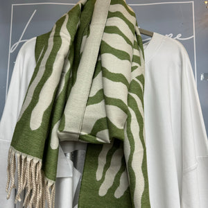 Tree Jacquard Doubleface Scarf - Khaki