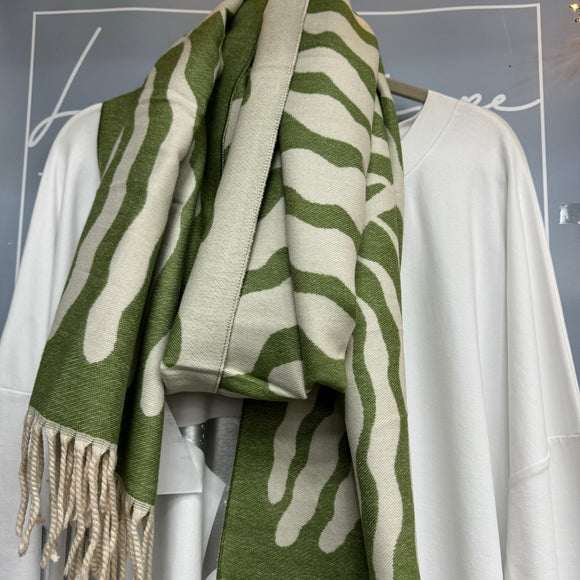 Tree Jacquard Doubleface Scarf - Khaki