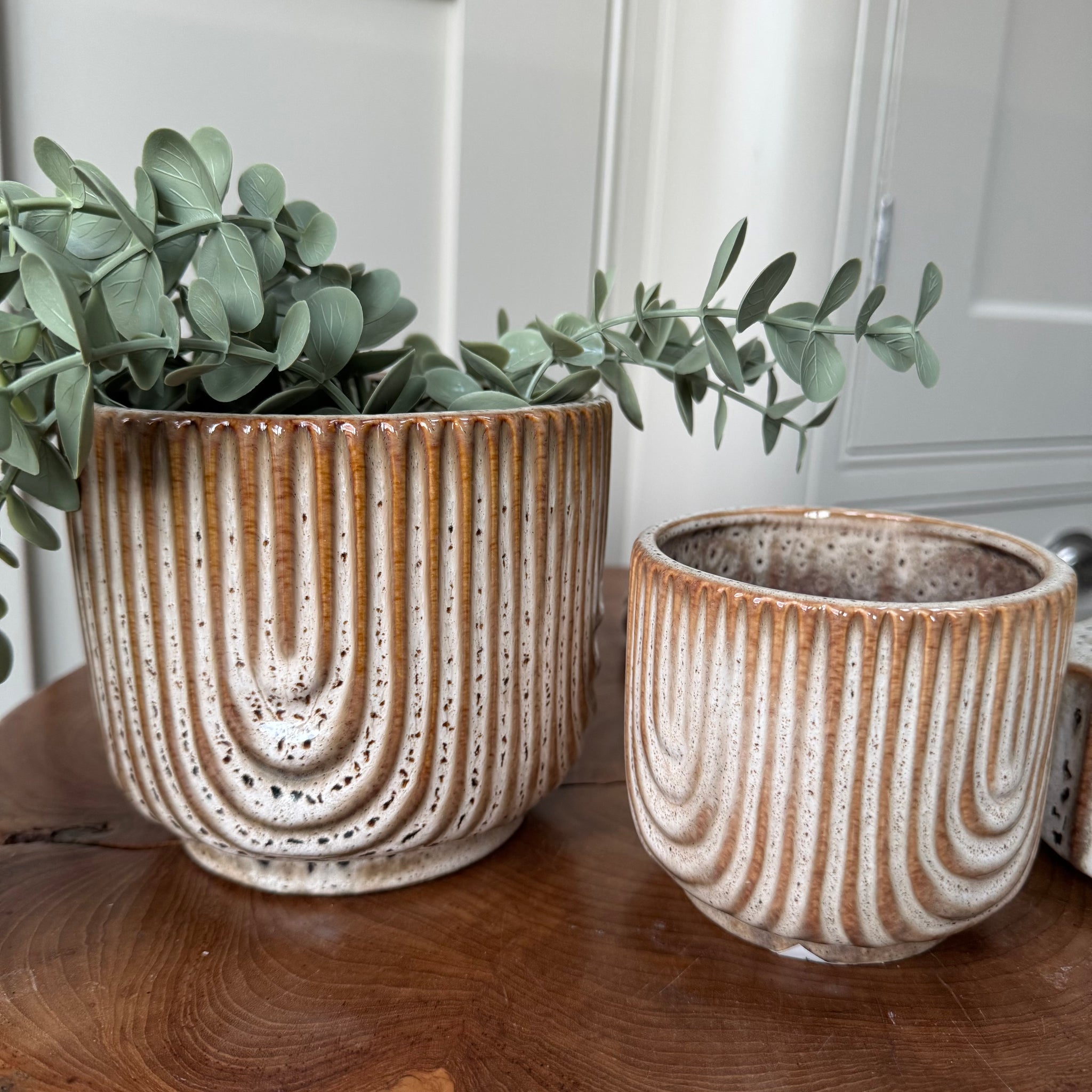 textured planter pots Dora Textured Planter Neutral tones