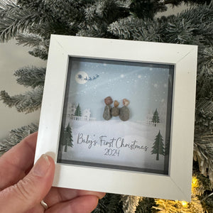 Christmas Framed Pebble Art - 'Baby's First Christmas 2024'