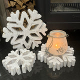 Standing Wooden Snowflakes set of 3