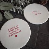 Christmas White Ceramic Coaster  - Santa's favourite