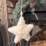 Faux fur Neutral hanging Stars 17cm decorations - 3 colours
