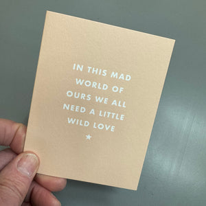 Chalk UK Card Collection - Simple designs but classy




Matt Light Pink card 118x90mm, blank inside for your own personal message;

White text quote - 'In this mad world of ours we all need a little wild love'&nbsp;