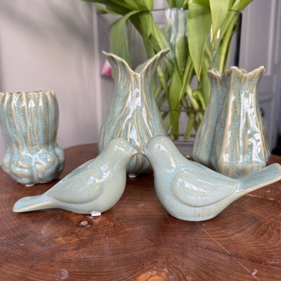 Wikholm - Small glazed ceramic light green Birds - 2 styles