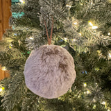 Faux fur plush Fluffy Truffle Bauble with thin leather hanger