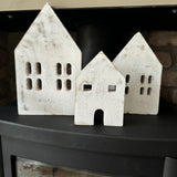 Wooden Houses set of 3 - Whitewashed