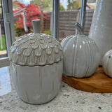 White Ceramic Acorn Jar