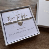Life Charms the Thoughtful Jewellery Co.
Just Because Silver plated Bracelet Collection;
QUOTE - Born to Win, You are stronger than you think x
CHARM - Heart with sparkling crystal
