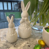 Ceramic White Rabbits in a Cracked Egg - 2 sizes