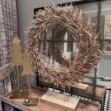 Gold Twig wreath on stand H75cm