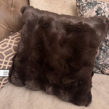 Malini Faux Soft Square Raffles Cushion - Chocolate