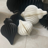 White Honeycomb Paper Hanging Decoration - Finial 30cm Stylish and timeless, this lovely detailed paper hanging bauble/decoration can look great in any home hanging from a Christmas tree or to decorate a mantlepiece etc.