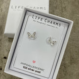 Life Charm Earrings - Butterfly Studs