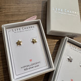 Life Charm Earrings - Silver sparkling dainty Star Studs