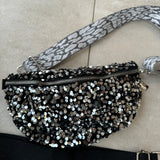 Eliza Gracious - Black Sequin Crossbody Bag with 2 straps