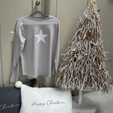 Christmas Chalk - Dove Grey Renee Top with White Star
