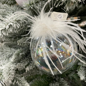 Iridescent Glass Feathered Baubles - 3 styles
